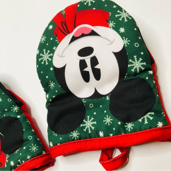 Disney Mickey Minnie Mouse 2 Pack Oversized Mini Oven Mitts Holiday Christmas - Picture 2 of 8